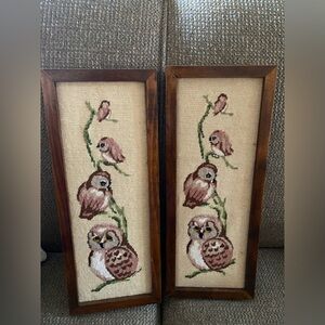 Vintage handmade needlepoint set of 2